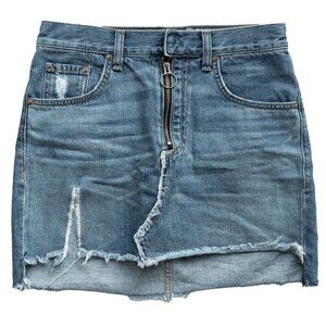 Rag & Bone Denim Mini Skirt Y2k Grunge Rock 90s Coastal Cowgirl Distressed Jean